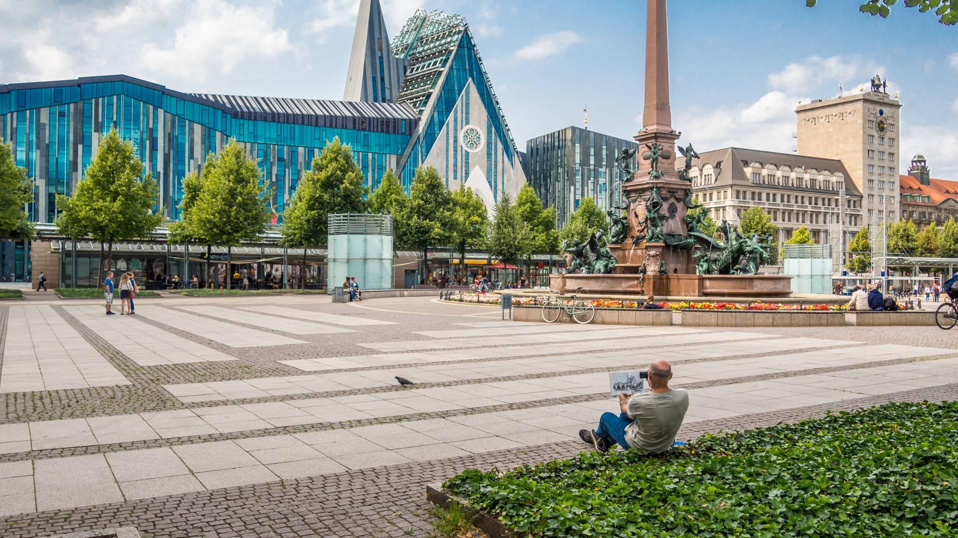 Panorama,Augustusplatz,From,Leipzig,East,Germany